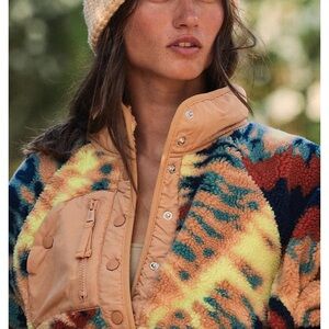 FREE PEOPLE Hit The Slopes Fleece Pullover - XS - Oasis Combo Aurora